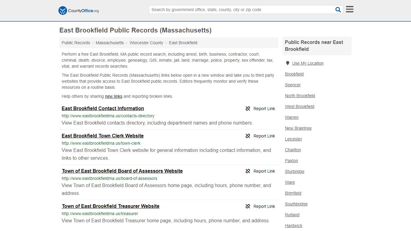 Public Records - East Brookfield, MA (Business, Criminal ...