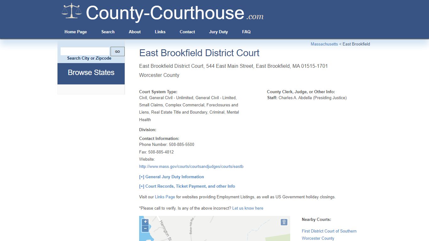 East Brookfield District Court in East Brookfield, MA ...